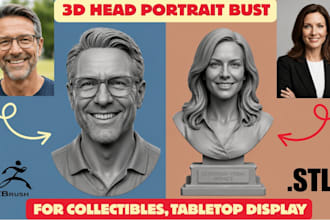 sculpt custom realistic 2d photo to 3d bust likeness head model stl 3mf printing