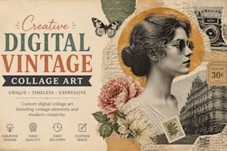 design creative digital vintage collage art for your photo