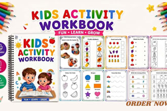 design educational activity book ebook kids worksheet, textbook, workbook cover