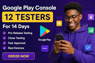 provide 12 testers google play closed testing 12 app tester