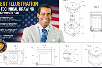 uspto compliant patent illustration and technical drawing for inventions cad