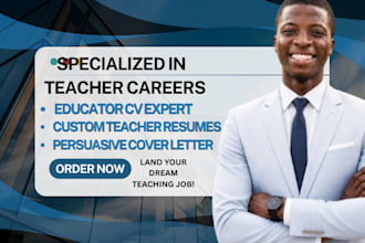 write teacher resume, educator cv cover letter and linkedin profile