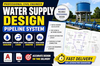 design water supply pipeline system and water demand calculations
