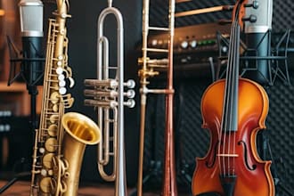 deliver studio quality saxophone, trumpet, violin and trombone recording