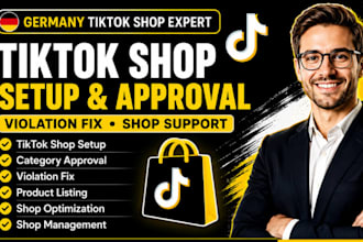 setup tiktok shop, approve tiktok shop category and fix tiktok shop violations