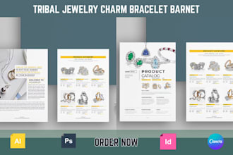design product catalog price line sheet for tribal jewelry charm bracelet barnet