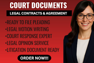 draft ready to file pleadings, motions, responses and legal opinion