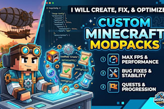 create fix and optimize custom minecraft modpack with quests for forge or fabric