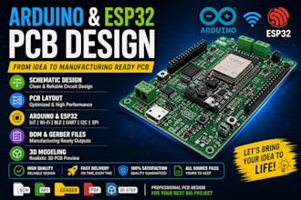 design arduino and esp32 pcb with schematic and gerber files