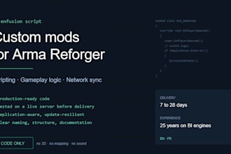 develop custom arma reforger mods and scripts