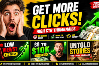design high CTR youtube thumbnails for business,documentary and cash cow channel