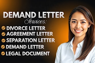 draft divorce demand letter, separation agreement letter as US attorney