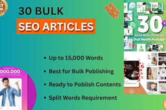 write bulk SEO articles and monthly content for blogs and websites
