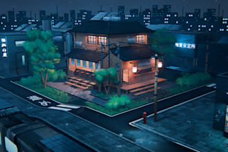 create 3d stylized game environment, game assets level design, game world props