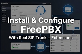 install and configure freepbx with extensions and sip trunk provider