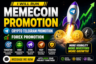 do memecoin promotion, crypto telegram promotion, forex trader, token presale