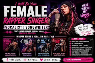 be your female rapper singer, rock song, rap song metal song vocalist songwriter
