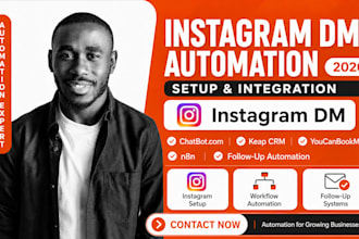 setup instagram dm chatbot keap CRM youcanbookme n8n followup automation