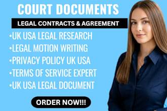 do legal research, legal motion, privacy policy, tos, legal document UK USA