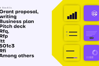 do grant proposal, writing, pitch deck, business plan, itt, rfq, rfp, 501c3, rfi