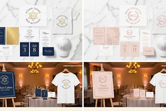 design complete bat mitzvah branding package logo invitation and merchandise