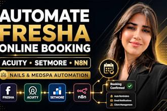 automate fresha online booking, acuity  setmore integration using n8n for nails