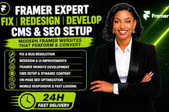 fix redesign framer website framer expert, setup framer cms framer SEO
