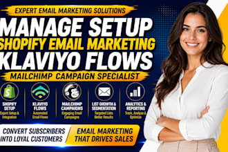manage setup shopify email marketing klaviyo flows mailchimp campaign specialist