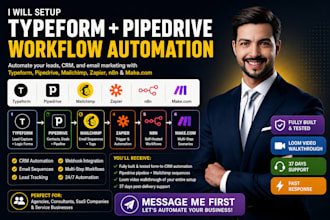 setup typeform pipedrive workflow with mailchimp  zapier n8n make com automation