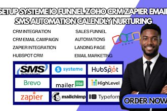 setup systeme io funnel zoho CRM zapier email SMS automation calendly nurturing