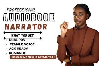 narrate young adult fantasy audiobook, african female voice, dual pov narration