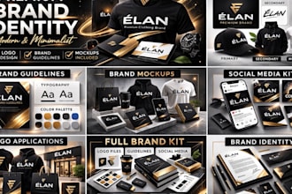 design a modern brand identity and brand logo, full branding kit