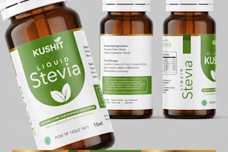 design modern pharma label, medicine product design, vial label, bottle dieline
