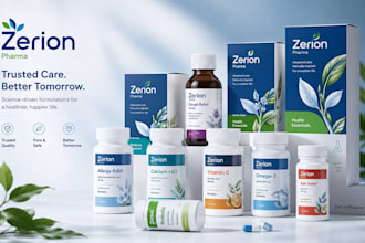 design supplement, vitamin, pharma label packaging, medicine vial bottle design