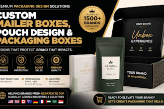 design premium mailer box, pouch design, and packaging boxes