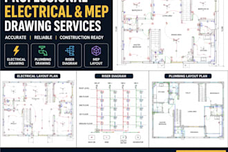 draw electrical drawing , plumbing and mep design using autocad