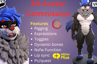 vrchat furry avatar vrc avatar anime furry nsfw vtuber 3d model fursona avater
