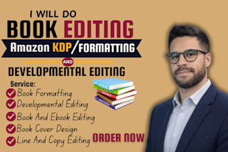 edit books for amazon KDP, developmental editing and formatting