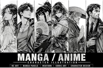 draw anime manga comic book illustration webtoon character illustration mangaka