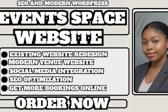 events space website, event venue website, event planner site, venue booking
