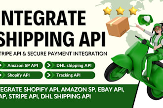 integrate shopify API, amazon sp, ebay api, soap, stripe API, dhl shipping API