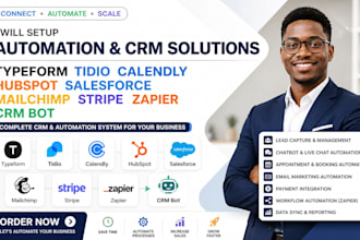 setup typeform tidio calendly hubspot salesforce mailchimp stripe zapier CRM bot