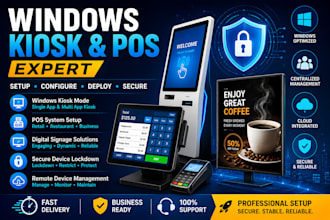 setup windows kiosk mode, pos system, digital signage or secure device lockdown
