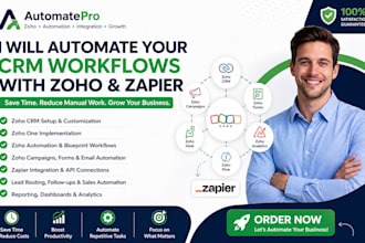 setup zoho crm,zoho one,zoho automation,zoho campaigns,zapier integration,flow