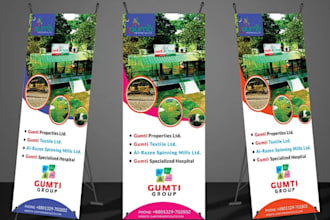 design professional roll up banner pull up banner, x stand linkedin ads banners