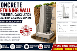concrete retaining wall structural calc stability analysis report residential