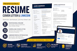 write a professional resume, cover letter and linkdin profile