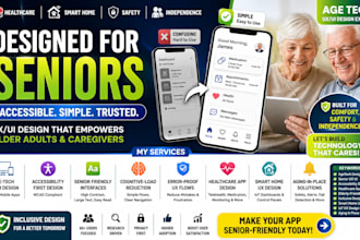 design senior friendly UX UI for healthcare and agetech apps and smart home iot