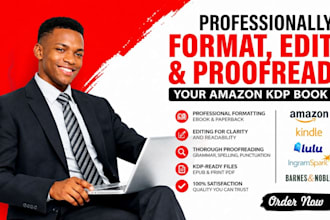 professionally format edit proofread books for amazon KDP barnes and noble