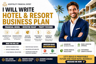 write hotel boutique resort hospitality investor business plan financial model